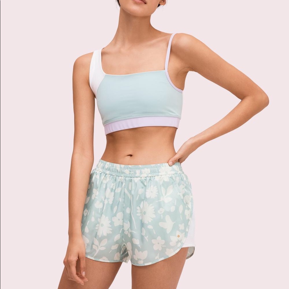Kate Spade Splash Mesh Inset Shorts NWT SZ L Aqua